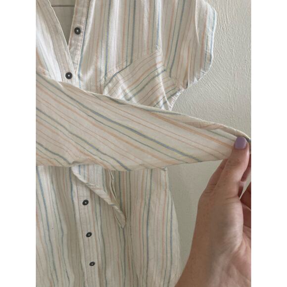 EUC Anthropologie Maeve Striped Button Down Tie Front Dress Beach Cotton 4 - Picture 12 of 13